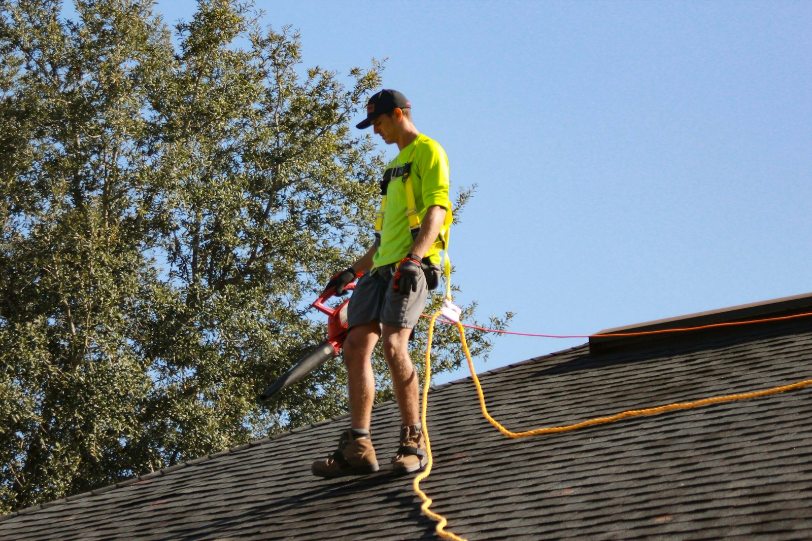 Roofer at the gutter line